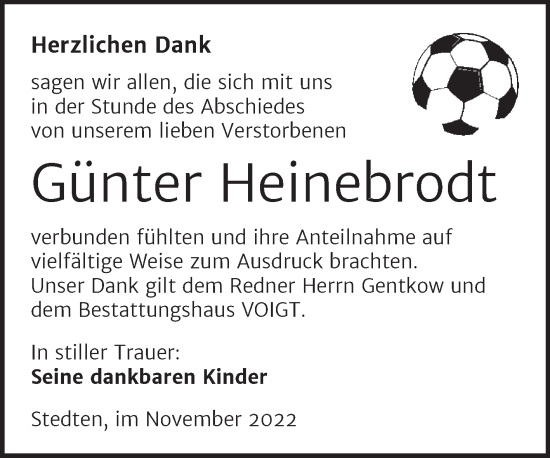 Traueranzeige von Günter Heinebrodt von Trauerkombi Mansfelder Land