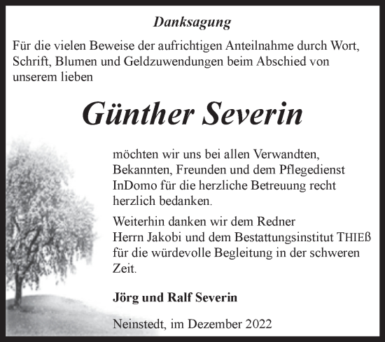 Traueranzeige von Günther Severin von Trauerkombi Quedlinburg