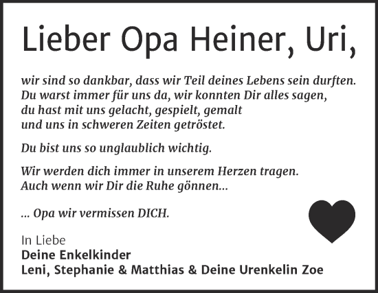 Traueranzeige von Heiner  von Mitteldeutsche Zeitung Dessau-Roßlau