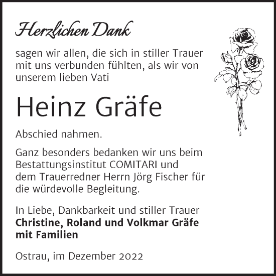 Traueranzeige von Heinz Gräfe von Trauerkombi Zeitz
