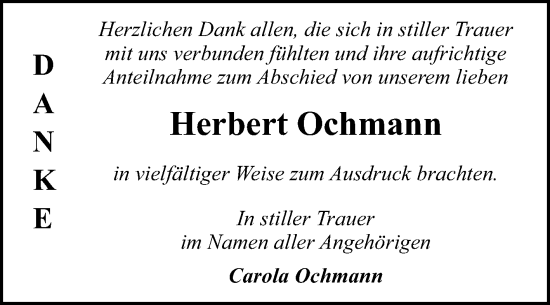 Traueranzeige von Herbert Ochmann von Trauerkombi Dessau