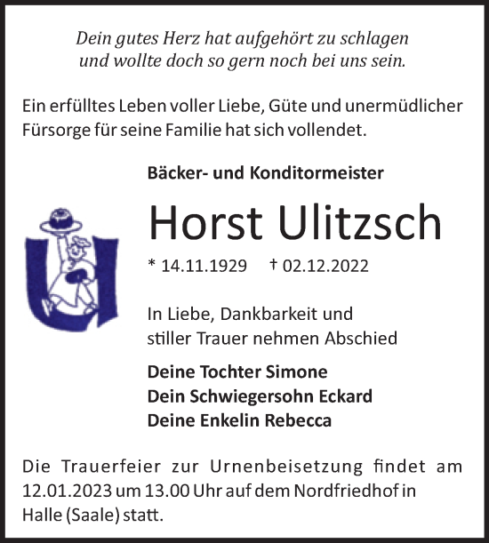 Traueranzeige von Horst Ulitzsch von Mitteldeutsche Zeitung Halle/Saalkreis