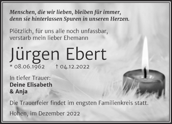 Traueranzeige von Jürgen Ebert von Mitteldeutsche Zeitung Halle/Saalkreis