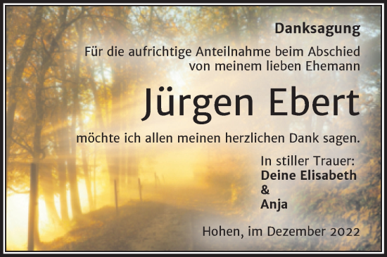 Traueranzeige von Jürgen Ebert von Mitteldeutsche Zeitung Halle/Saalkreis