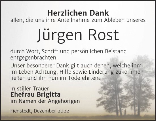 Traueranzeige von Jürgen Rost von Mitteldeutsche Zeitung Halle/Saalkreis