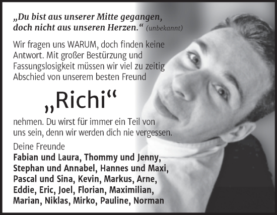 Traueranzeige von Richi  von Trauerkombi Wittenberg