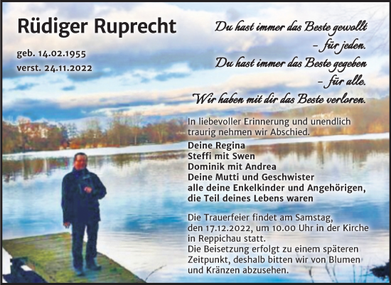 Traueranzeige von Rüdiger Ruprecht von Trauerkombi Köthen