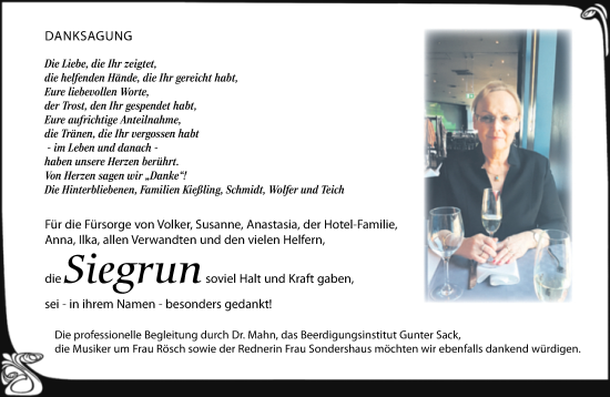 Traueranzeige von Siegrun  von Mitteldeutsche Zeitung Merseburg/Querfurt