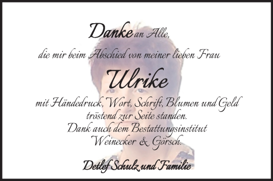 Traueranzeige von Ulrike  von Trauerkombi Bernburg