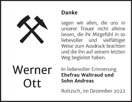 Traueranzeige von Werner Ott von Trauerkombi Bitterfeld