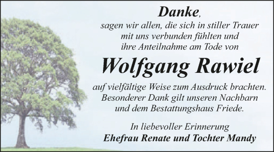 Traueranzeige von Wolfgang Rawiel von Trauerkombi Dessau