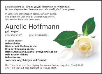 Traueranzeige von Aurelie Hoffmann von Trauerkombi Köthen