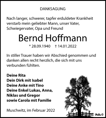 Traueranzeige von Bernd Hoffmann von Trauerkombi Weißenfels