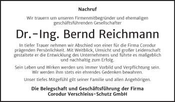 Traueranzeige von Bernd Reichmann von Mitteldeutsche Zeitung Quedlingburg