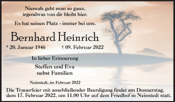 Traueranzeige von Bernhard Heinrich von Trauerkombi Quedlinburg