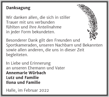 Traueranzeige von Danksagung  von Mitteldeutsche Zeitung Halle/Saalkreis