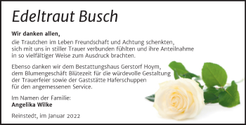 Traueranzeige von Edeltraut Busch von Trauerkombi Aschersleben