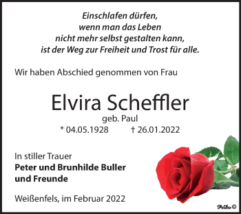 Traueranzeige von Elvira Scheffler von Trauerkombi Weißenfels