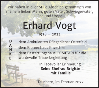 Traueranzeige von Erhard Vogt von Trauerkombi Weißenfels