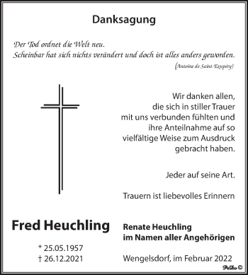 Traueranzeige von Fred Heuchling von Trauerkombi Weißenfels