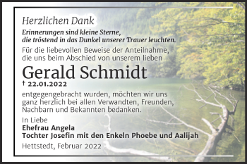 Traueranzeige von Gerald Schmidt von Trauerkombi Mansfelder Land