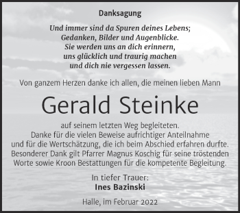 Traueranzeige von Gerald Steinke von Mitteldeutsche Zeitung Halle/Saalkreis