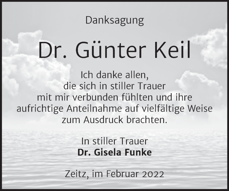  Traueranzeige für Günter Keil vom 12.02.2022 aus Trauerkombi Zeitz