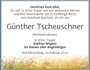Traueranzeige von Günther Tscheuschner von Trauerkombi Merseburg