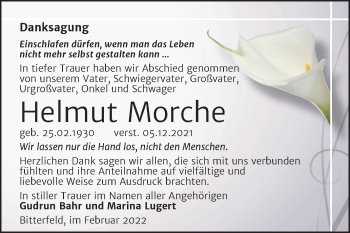 Traueranzeige von Helmut Morche von Trauerkombi Bitterfeld