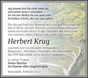 Traueranzeige von Herbert Krug von Trauerkombi Merseburg