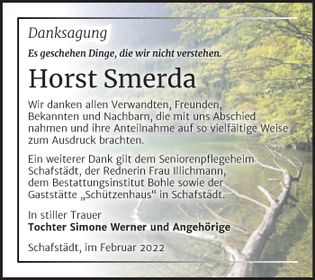Traueranzeige von Horst Smerda von Trauerkombi Merseburg