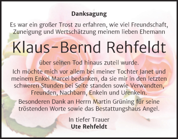 Traueranzeige von Klaus-Bernd Rehfeldt von Mitteldeutsche Zeitung Halle/Saalkreis