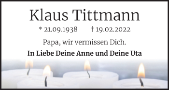 Traueranzeige von Klaus Tittmann von Mitteldeutsche Zeitung Halle/Saalkreis