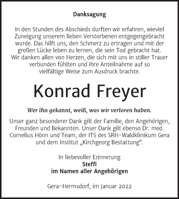 Traueranzeige von Konrad Freyer von Trauerkombi Zeitz