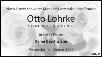 Traueranzeige von Otto Lohrke von Trauerkombi Zeitz