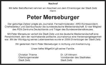 Traueranzeige von Peter Merseburger von Mitteldeutsche Zeitung Zeitz