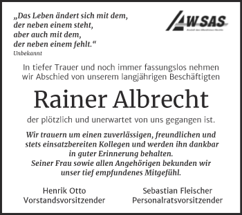 Traueranzeige von Rainer Albrecht von Naumburger Tageblatt