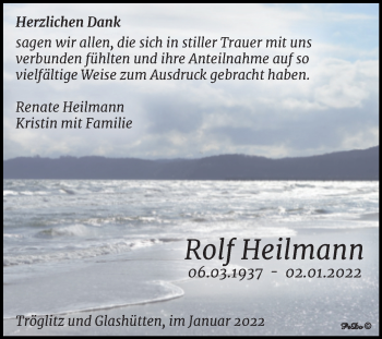 Traueranzeige von Rolf Heilmann von Trauerkombi Zeitz