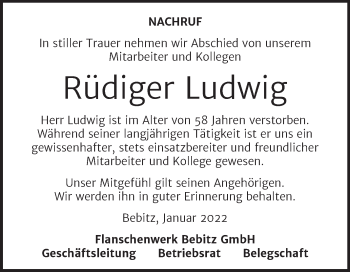 Traueranzeige von Rüdiger Ludwig von Super Sonntag Bernburg