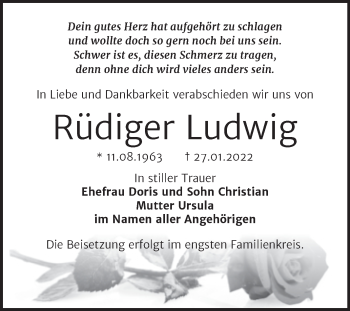 Traueranzeige von Rüdiger Ludwig von Trauerkombi Bernburg
