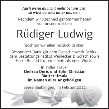 Traueranzeige von Rüdiger Ludwig von Trauerkombi Bernburg