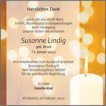 Traueranzeige von Susanne Lindig von Trauerkombi Zeitz