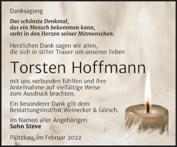 Traueranzeige von Torsten Hoffmann von Trauerkombi Bernburg