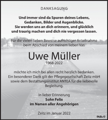 Traueranzeige von Uwe Müller von Trauerkombi Zeitz