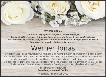Traueranzeige von Werner Jonas von Trauerkombi Wittenberg