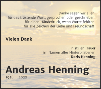 Traueranzeige von Andreas Henning von Trauerkombi Dessau
