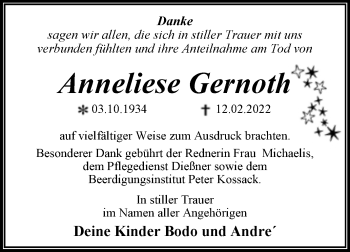 Traueranzeige von Anneliese Gernoth von Trauerkombi Dessau