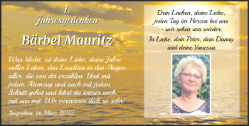 Traueranzeige von Bärbel Mauritz von Super Sonntag Wittenberg