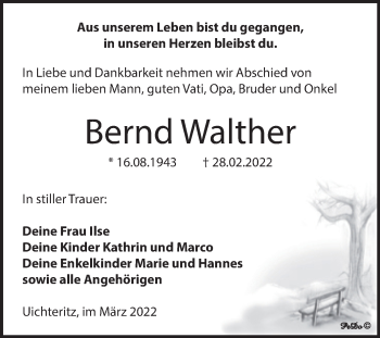 Traueranzeige von Bernd Walther von Trauerkombi Weißenfels