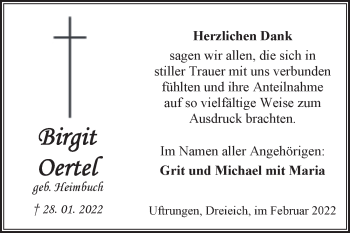 Traueranzeige von Birgit Oertel von Mitteldeutsche Zeitung Sangerhausen